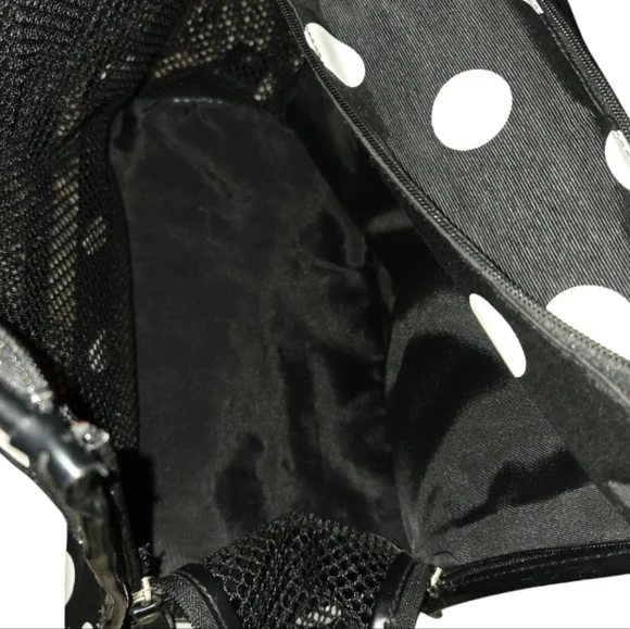 Small Dog Pet Carrier Polka Dot Black and White - Picture 5 of 7